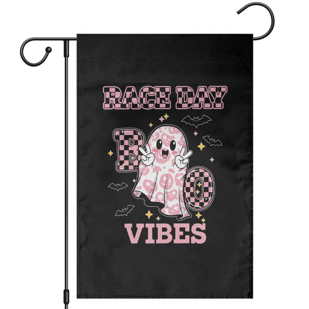 Race Car Halloween Garden Flag Boo Checkered Coquette Bow TS14 Black Print Your Wear
