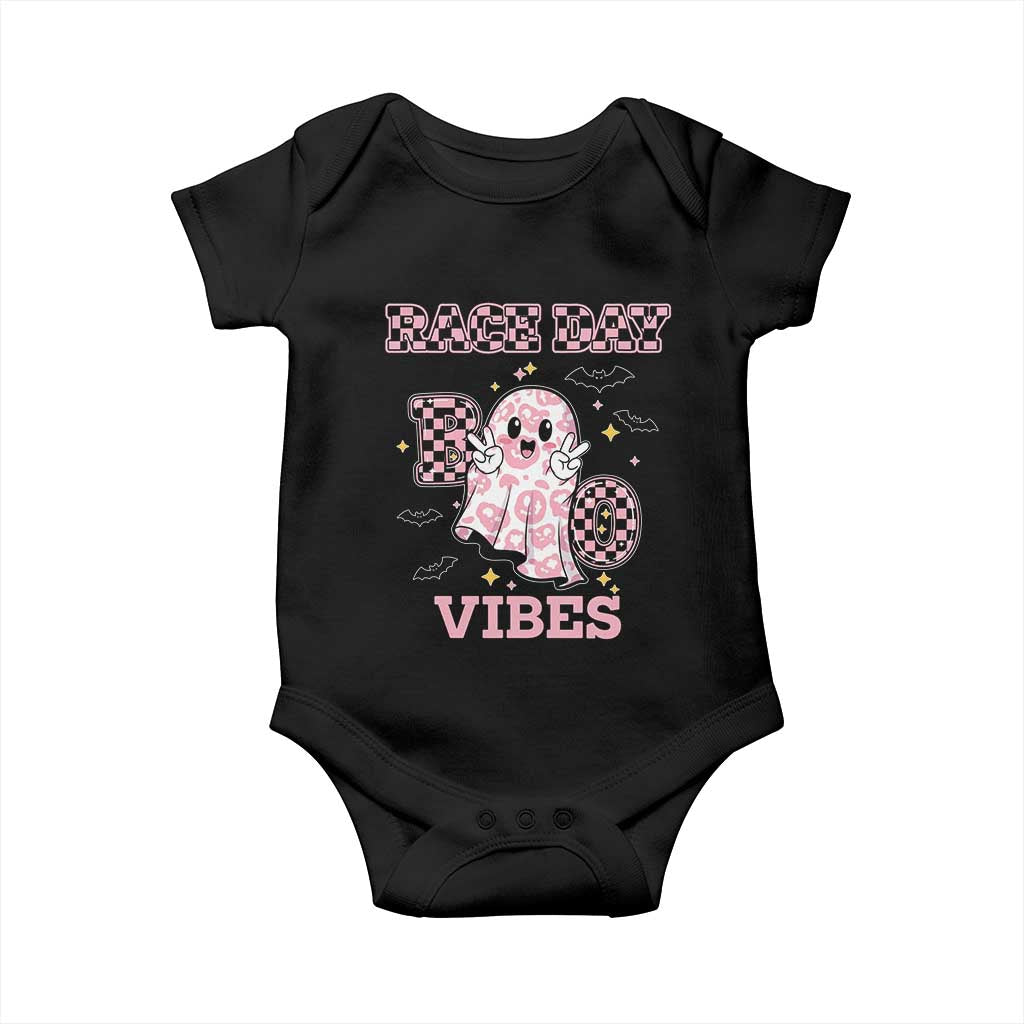 Race Car Halloween Baby Onesie Boo Checkered Coquette Bow TS14 Black Print Your Wear