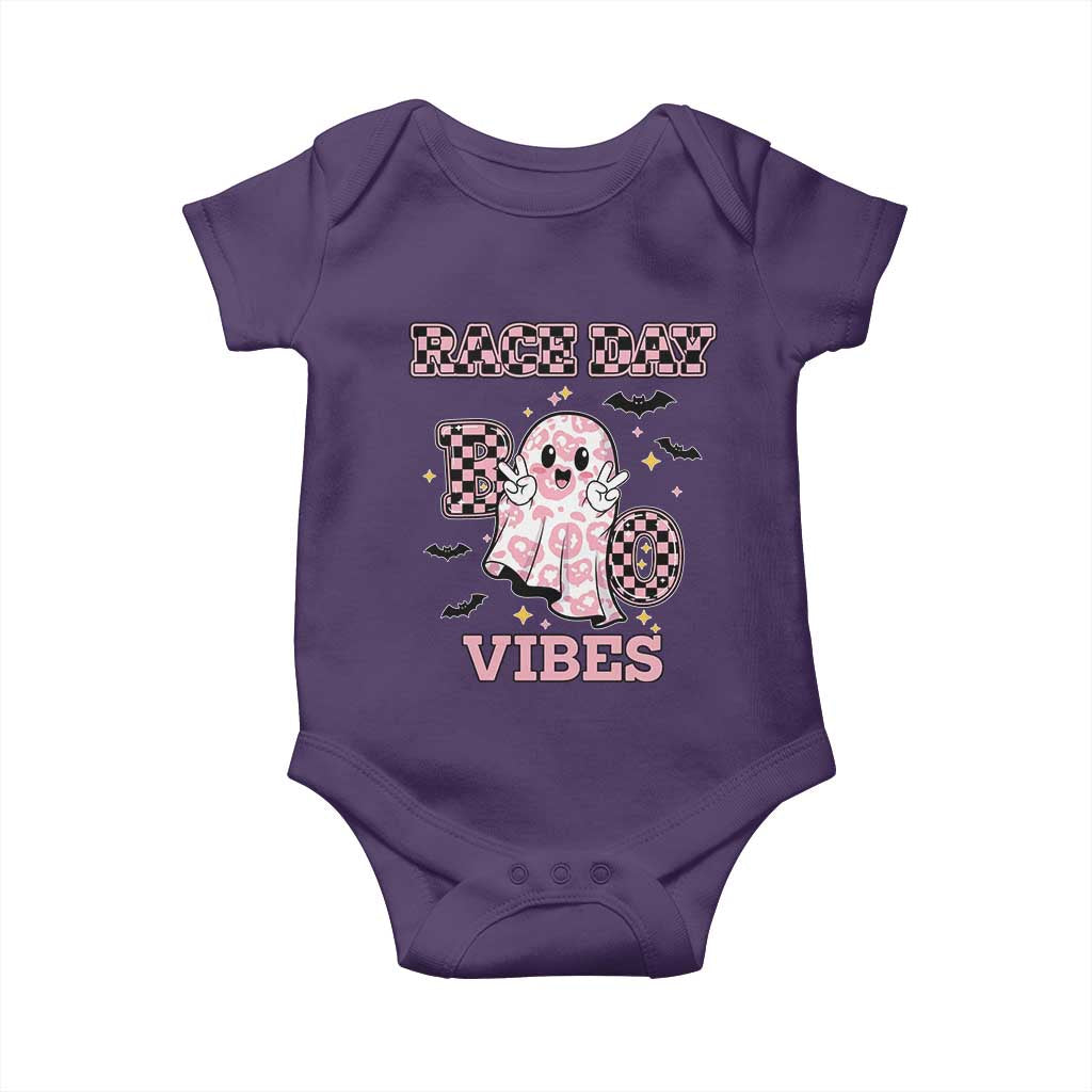 Race Car Halloween Baby Onesie Boo Checkered Coquette Bow TS14 Purple Print Your Wear
