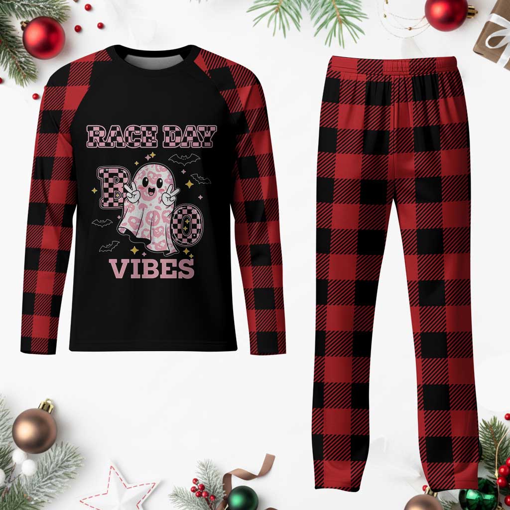 Race Car Halloween Plaid Pajama Set Boo Checkered Coquette Bow TS14 Buffalo Plaid Print Your Wear