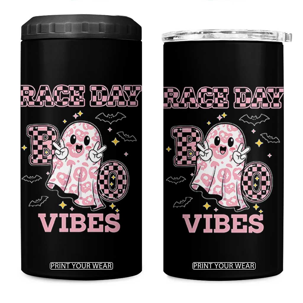 Race Car Halloween 4 in 1 Can Cooler Tumbler Boo Checkered Coquette Bow TS14 One Size: 16 oz Black Print Your Wear