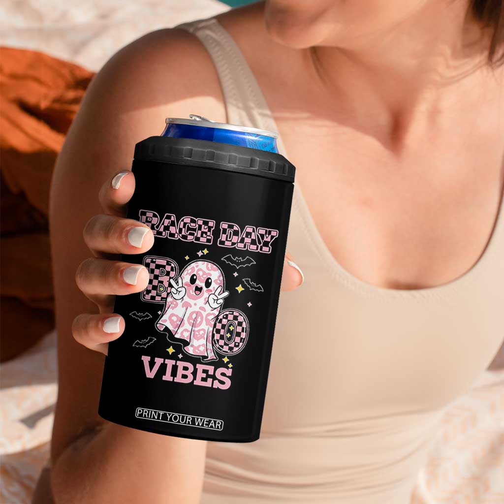 Race Car Halloween 4 in 1 Can Cooler Tumbler Boo Checkered Coquette Bow TS14 Print Your Wear