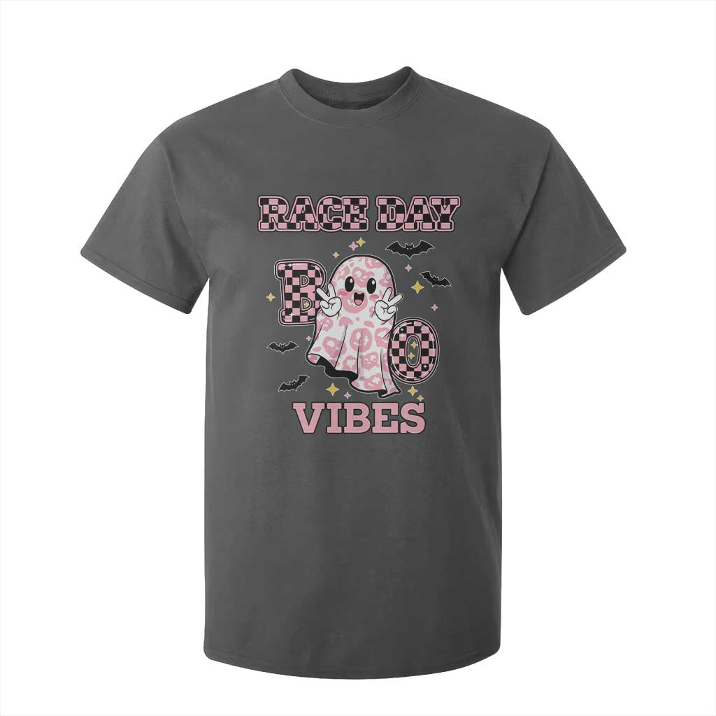 Race Car Halloween T Shirt For Kid Boo Checkered Coquette Bow TS14 Dark Heather Print Your Wear