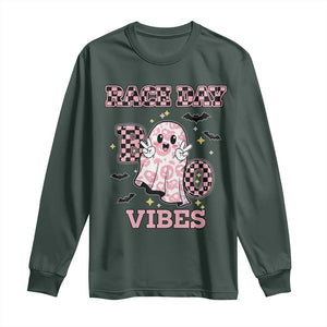 Race Car Halloween Long Sleeve Shirt Boo Checkered Coquette Bow TS14 Dark Forest Green Print Your Wear