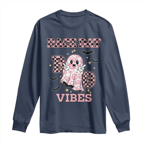 Race Car Halloween Long Sleeve Shirt Boo Checkered Coquette Bow TS14 Navy Print Your Wear