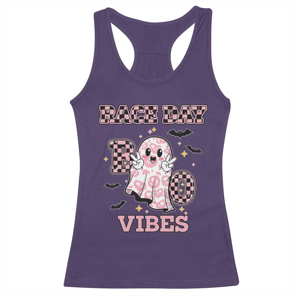 Race Car Halloween Racerback Tank Top Boo Checkered Coquette Bow TS14 Purple Print Your Wear