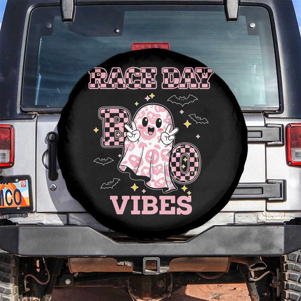 Race Car Halloween Spare Tire Cover Boo Checkered Coquette Bow TS14 No hole Black Print Your Wear