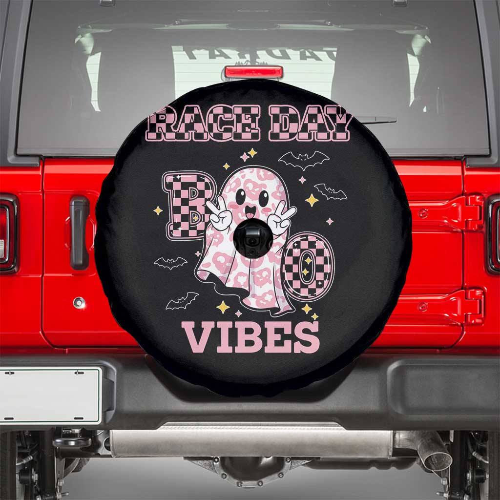 Race Car Halloween Spare Tire Cover Boo Checkered Coquette Bow TS14 Black Print Your Wear