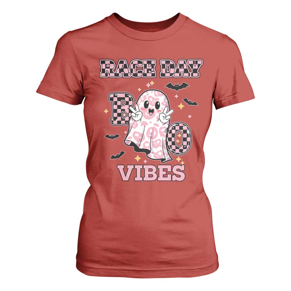 Race Car Halloween T Shirt For Women Boo Checkered Coquette Bow TS14 Red Print Your Wear