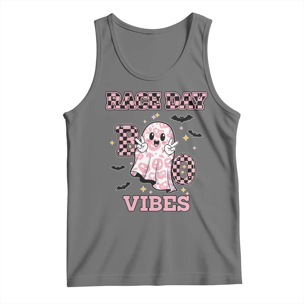 Race Car Halloween Tank Top Boo Checkered Coquette Bow TS14 Black Heather Print Your Wear