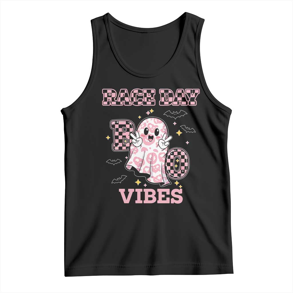 Race Car Halloween Tank Top Boo Checkered Coquette Bow TS14 Black Print Your Wear