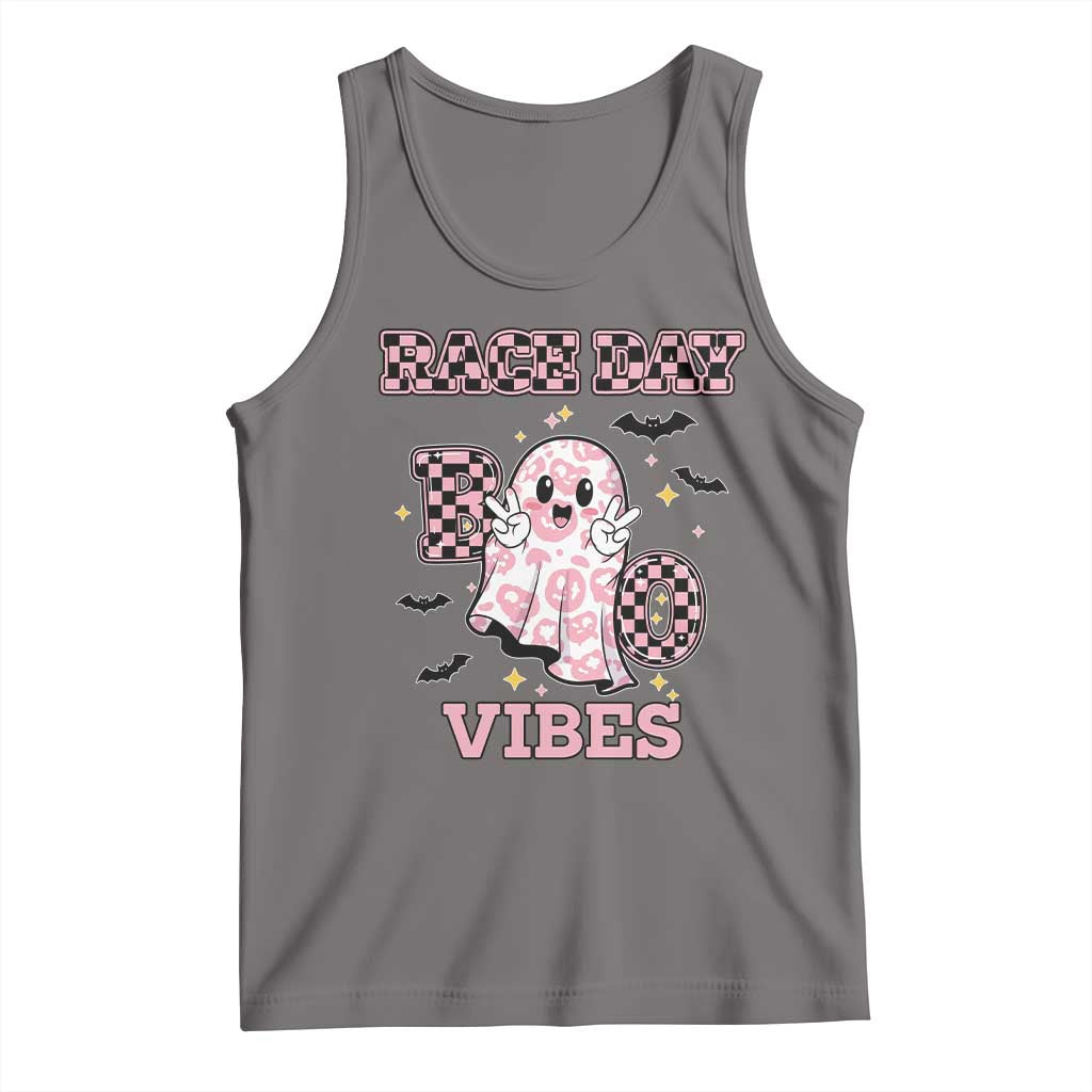 Race Car Halloween Tank Top Boo Checkered Coquette Bow TS14 Deep Heather Print Your Wear
