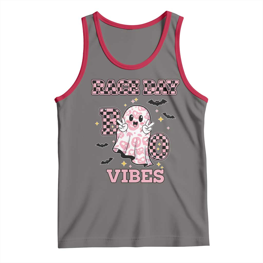 Race Car Halloween Tank Top Boo Checkered Coquette Bow TS14 Deep Heather Red Print Your Wear
