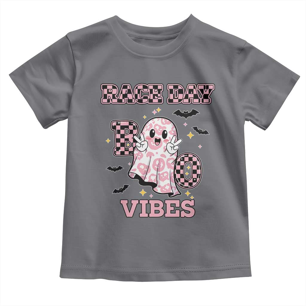 Race Car Halloween Toddler T Shirt Boo Checkered Coquette Bow TS14 Charcoal Print Your Wear