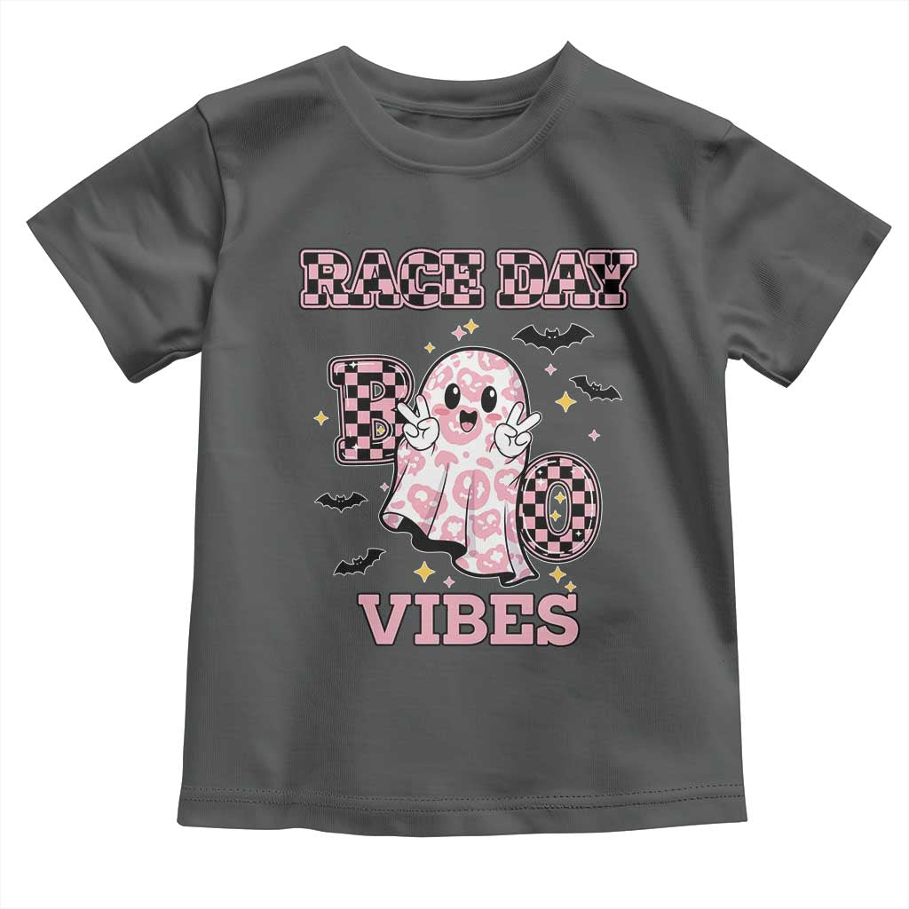 Race Car Halloween Toddler T Shirt Boo Checkered Coquette Bow TS14 Dark Heather Print Your Wear