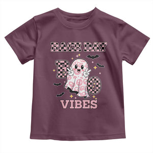 Race Car Halloween Toddler T Shirt Boo Checkered Coquette Bow TS14 Maroon Print Your Wear