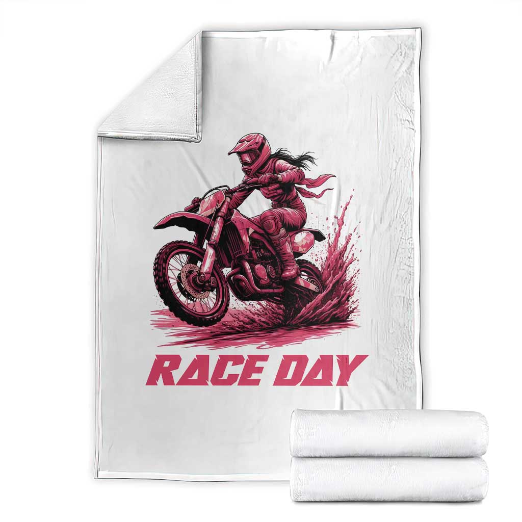 Dirt Bike Girl Throw Blanket Motocross Racing Women TS14 White Print Your Wear