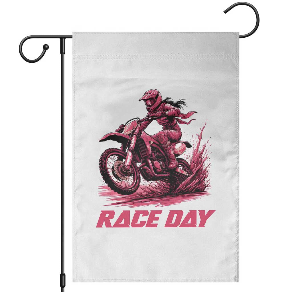 Dirt Bike Girl Garden Flag Motocross Racing Women TS14 White Print Your Wear