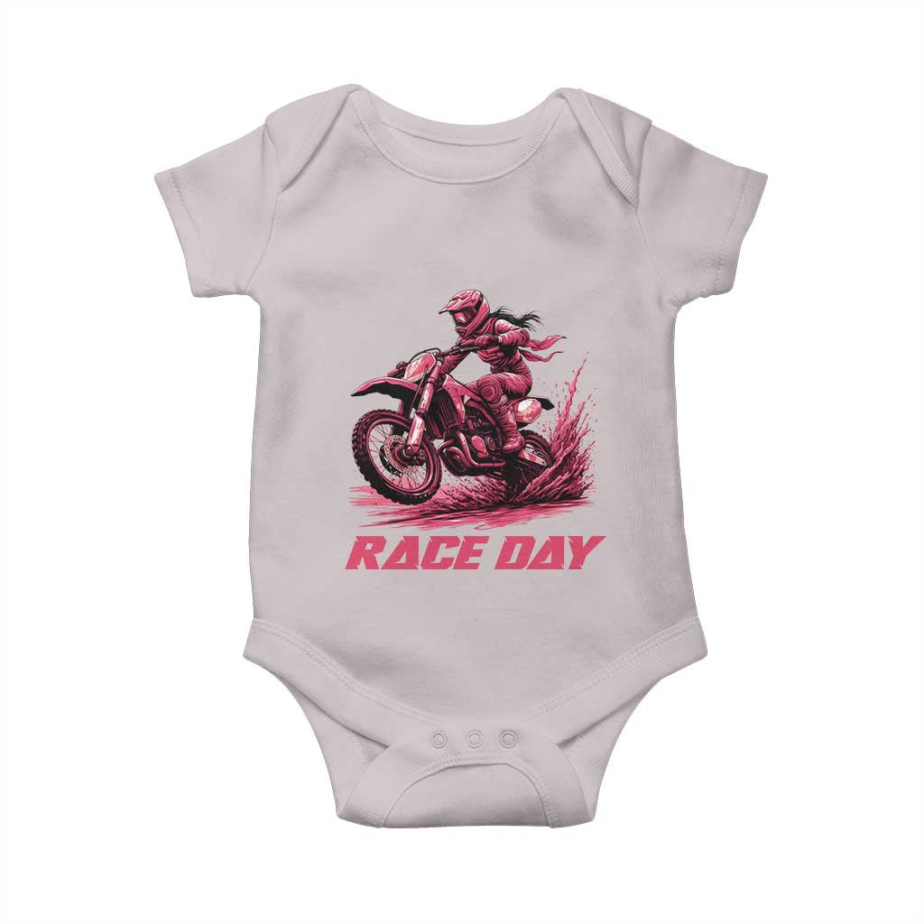 Dirt Bike Girl Baby Onesie Motocross Racing Women TS14 Ice Gray Print Your Wear