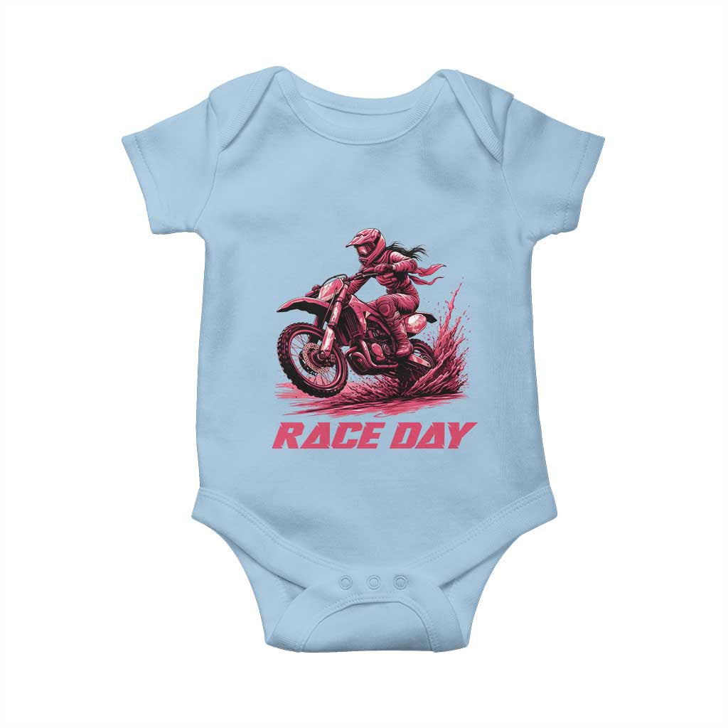 Dirt Bike Girl Baby Onesie Motocross Racing Women TS14 Light Blue Print Your Wear