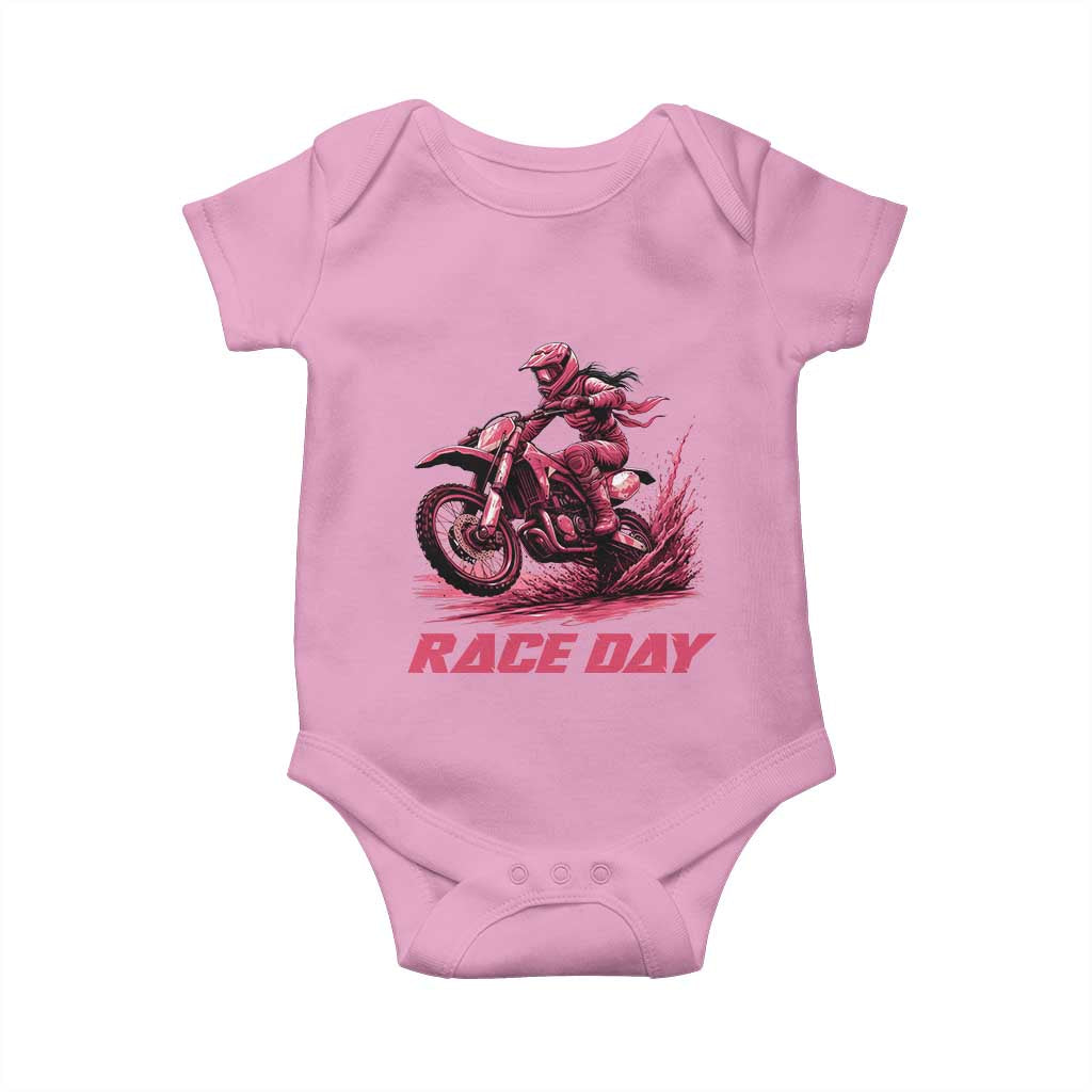 Dirt Bike Girl Baby Onesie Motocross Racing Women TS14 Light Pink Print Your Wear