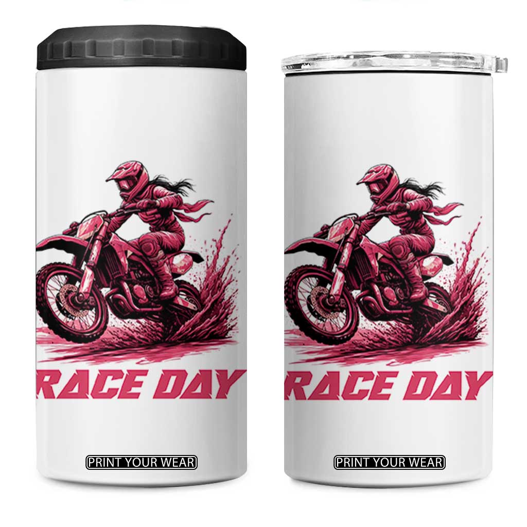 Dirt Bike Girl 4 in 1 Can Cooler Tumbler Motocross Racing Women TS14 One Size: 16 oz White Print Your Wear