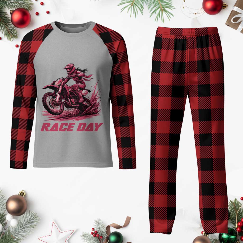 Dirt Bike Girl Plaid Pajama Set Motocross Racing Women TS14 Buffalo Plaid Print Your Wear