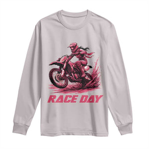 Dirt Bike Girl Long Sleeve Shirt Motocross Racing Women TS14 Ice Gray Print Your Wear