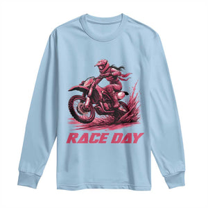 Dirt Bike Girl Long Sleeve Shirt Motocross Racing Women TS14 Light Blue Print Your Wear