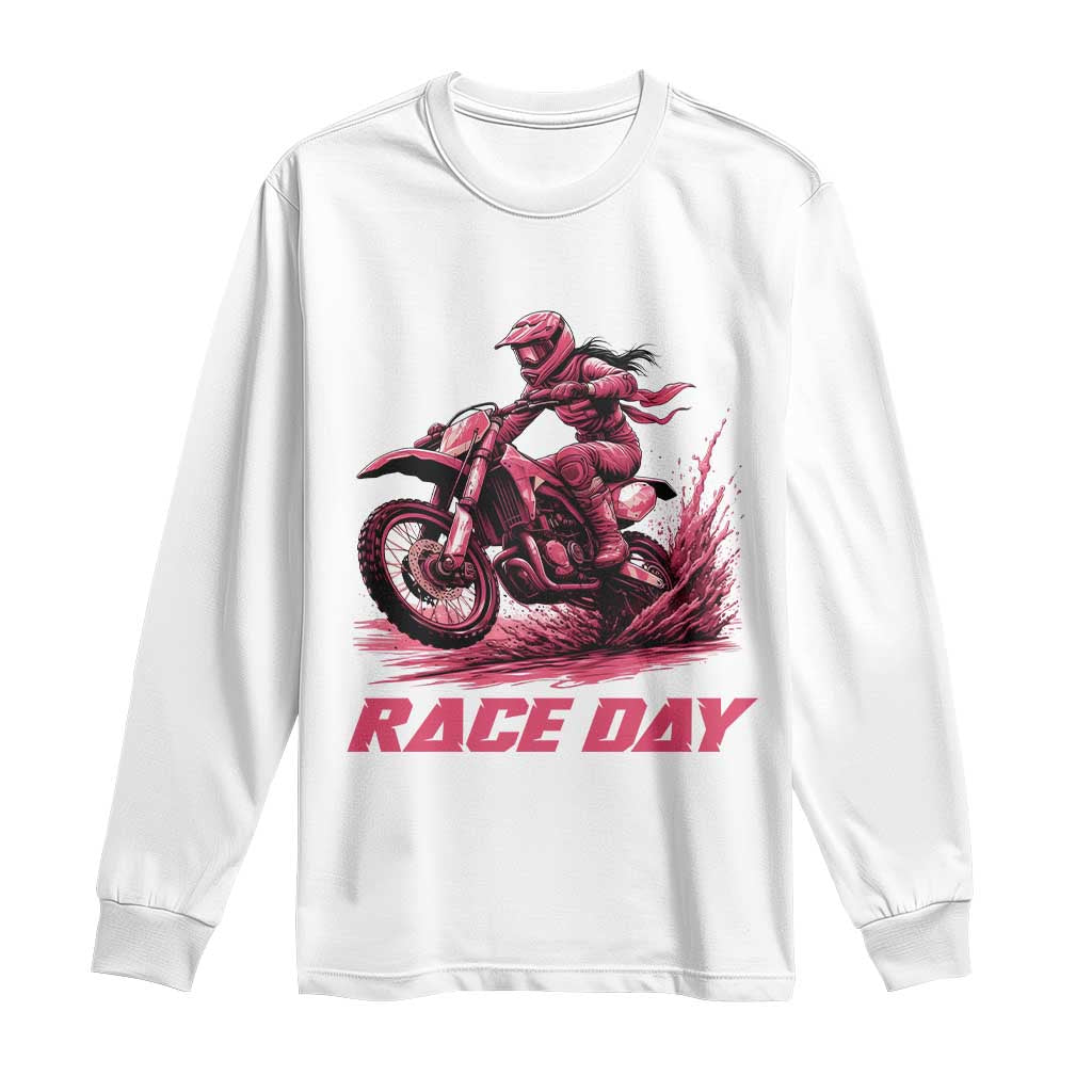 Dirt Bike Girl Long Sleeve Shirt Motocross Racing Women TS14 White Print Your Wear