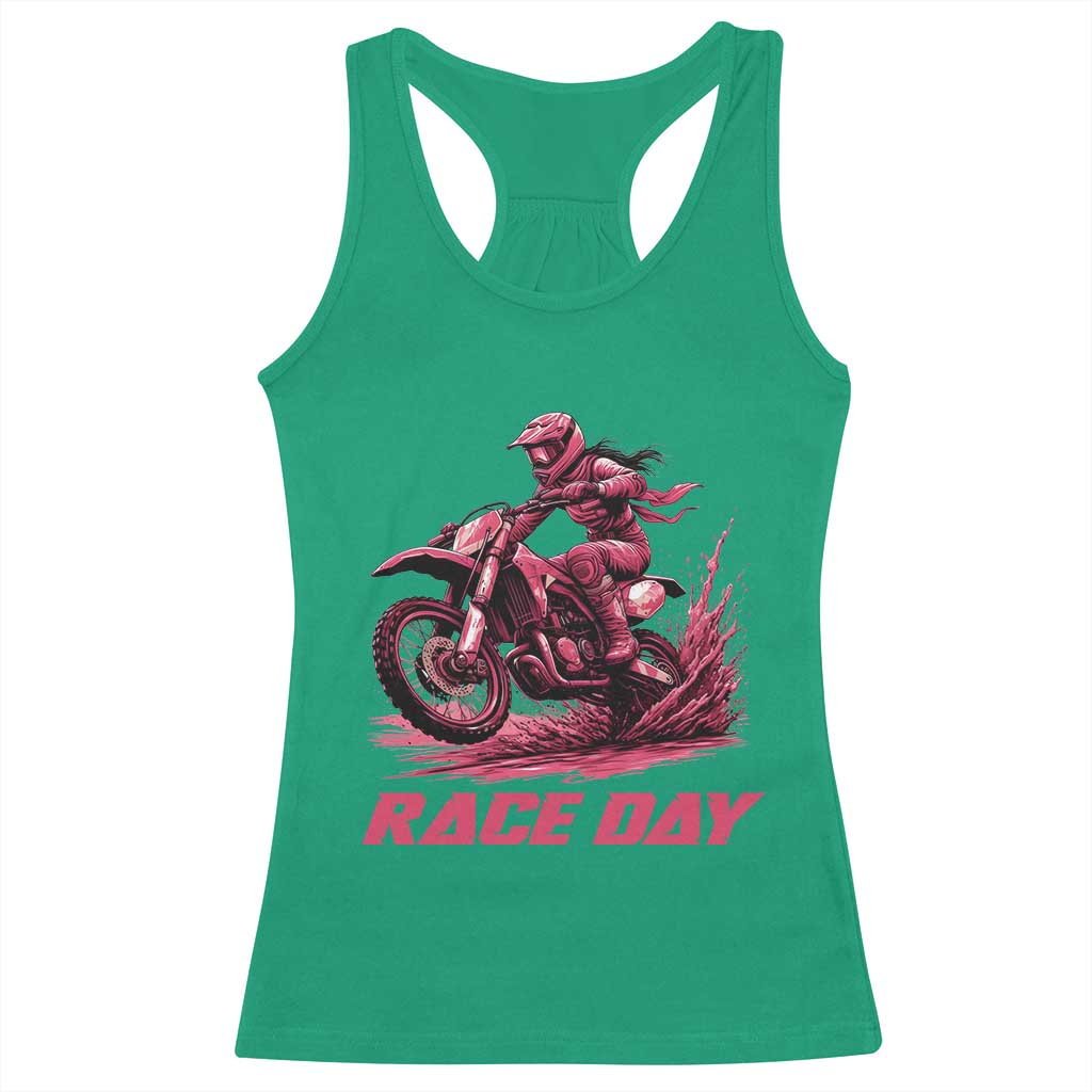 Dirt Bike Girl Racerback Tank Top Motocross Racing Women TS14 Irish Green Print Your Wear