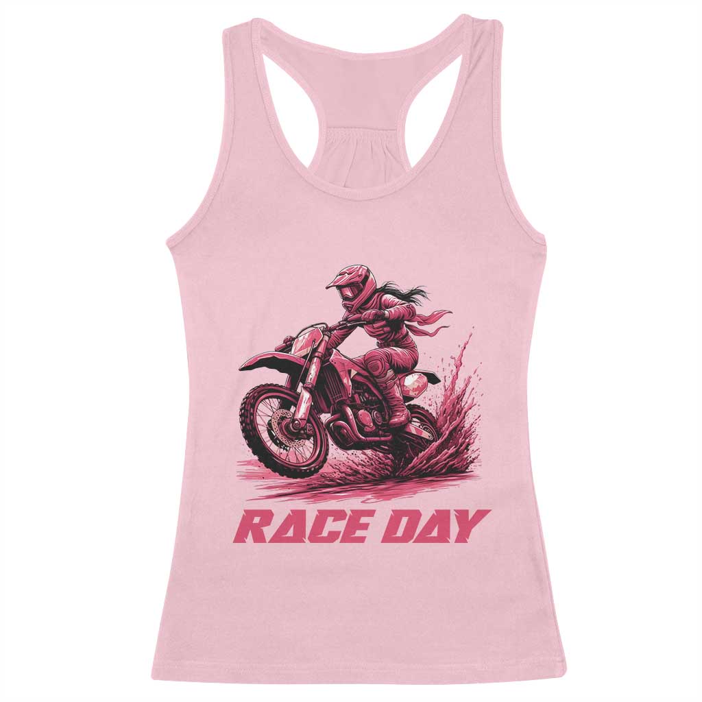 Dirt Bike Girl Racerback Tank Top Motocross Racing Women TS14 Light Pink Print Your Wear