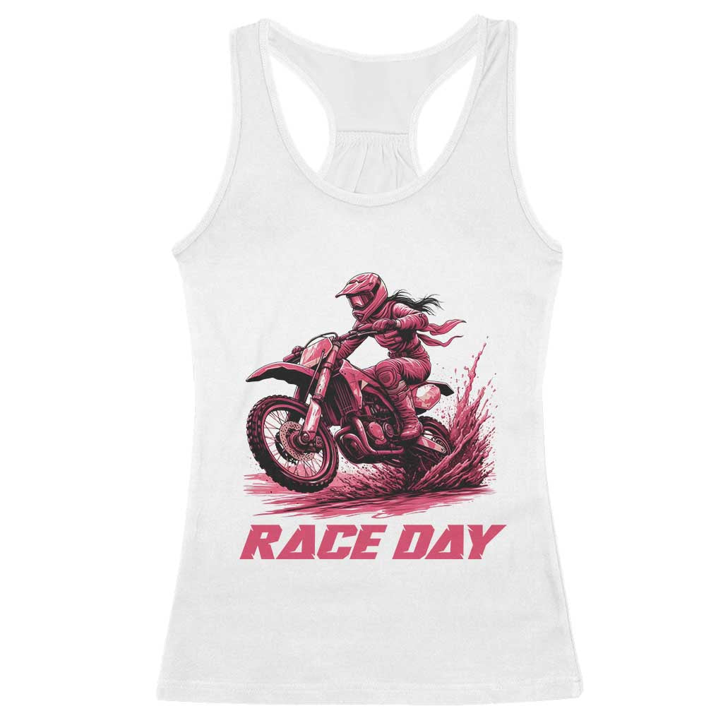Dirt Bike Girl Racerback Tank Top Motocross Racing Women TS14 White Print Your Wear