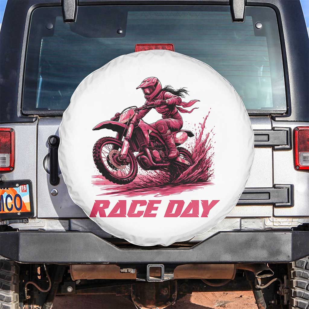 Dirt Bike Girl Spare Tire Cover Motocross Racing Women TS14 No hole White Print Your Wear