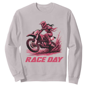 Dirt Bike Girl Sweatshirt Motocross Racing Women TS14 Ice Gray Print Your Wear
