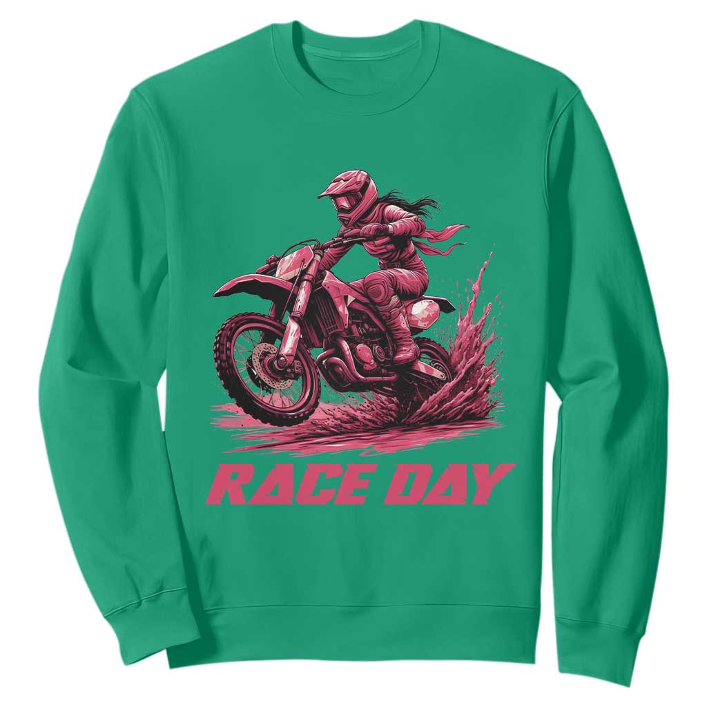 Dirt Bike Girl Sweatshirt Motocross Racing Women TS14 Irish Green Print Your Wear