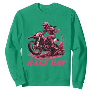 Dirt Bike Girl Sweatshirt Motocross Racing Women TS14 Irish Green Print Your Wear