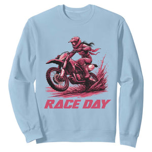Dirt Bike Girl Sweatshirt Motocross Racing Women TS14 Light Blue Print Your Wear