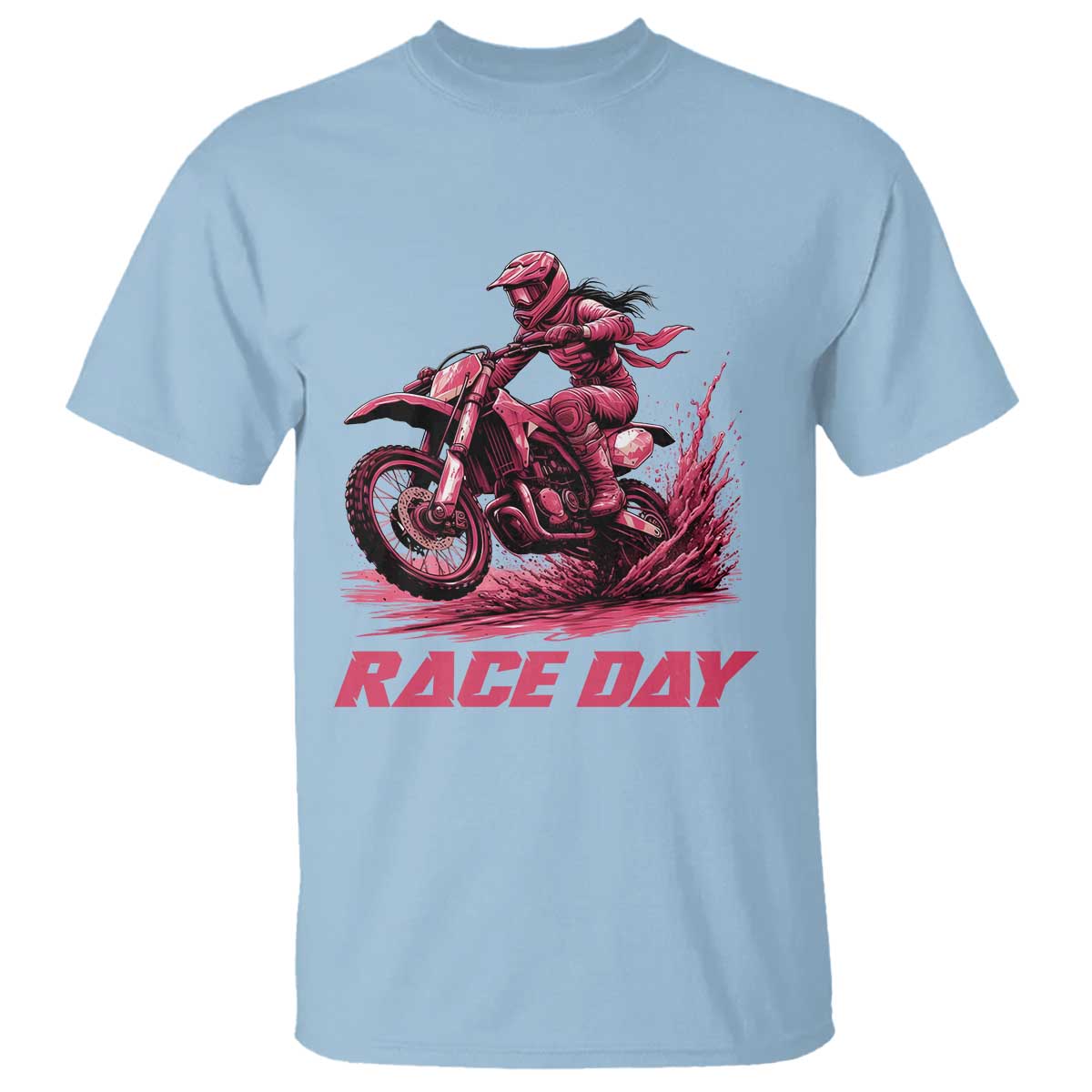 Dirt Bike Girl T Shirt Motocross Racing Women TS14 Light Blue Print Your Wear