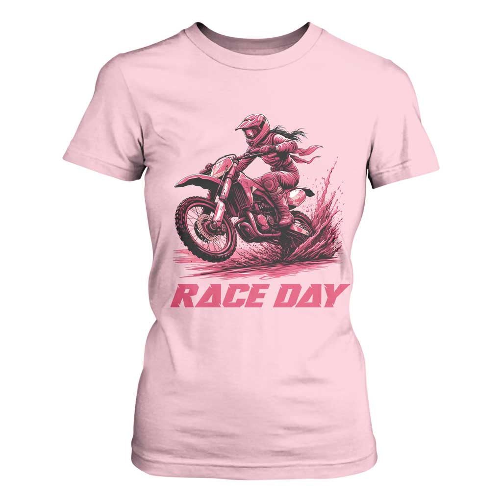 Dirt Bike Girl T Shirt For Women Motocross Racing Women TS14 Light Pink Print Your Wear
