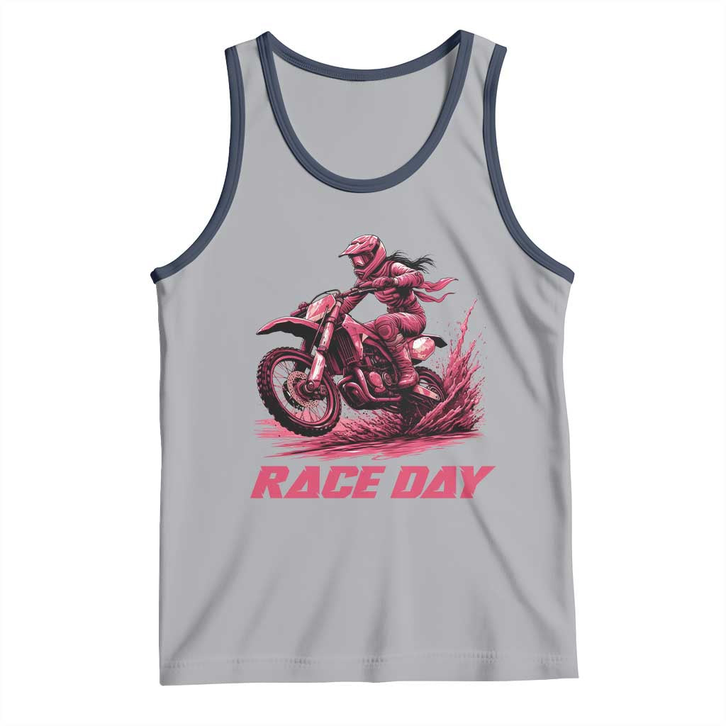 Dirt Bike Girl Tank Top Motocross Racing Women TS14 Athletic Heather Navy Print Your Wear
