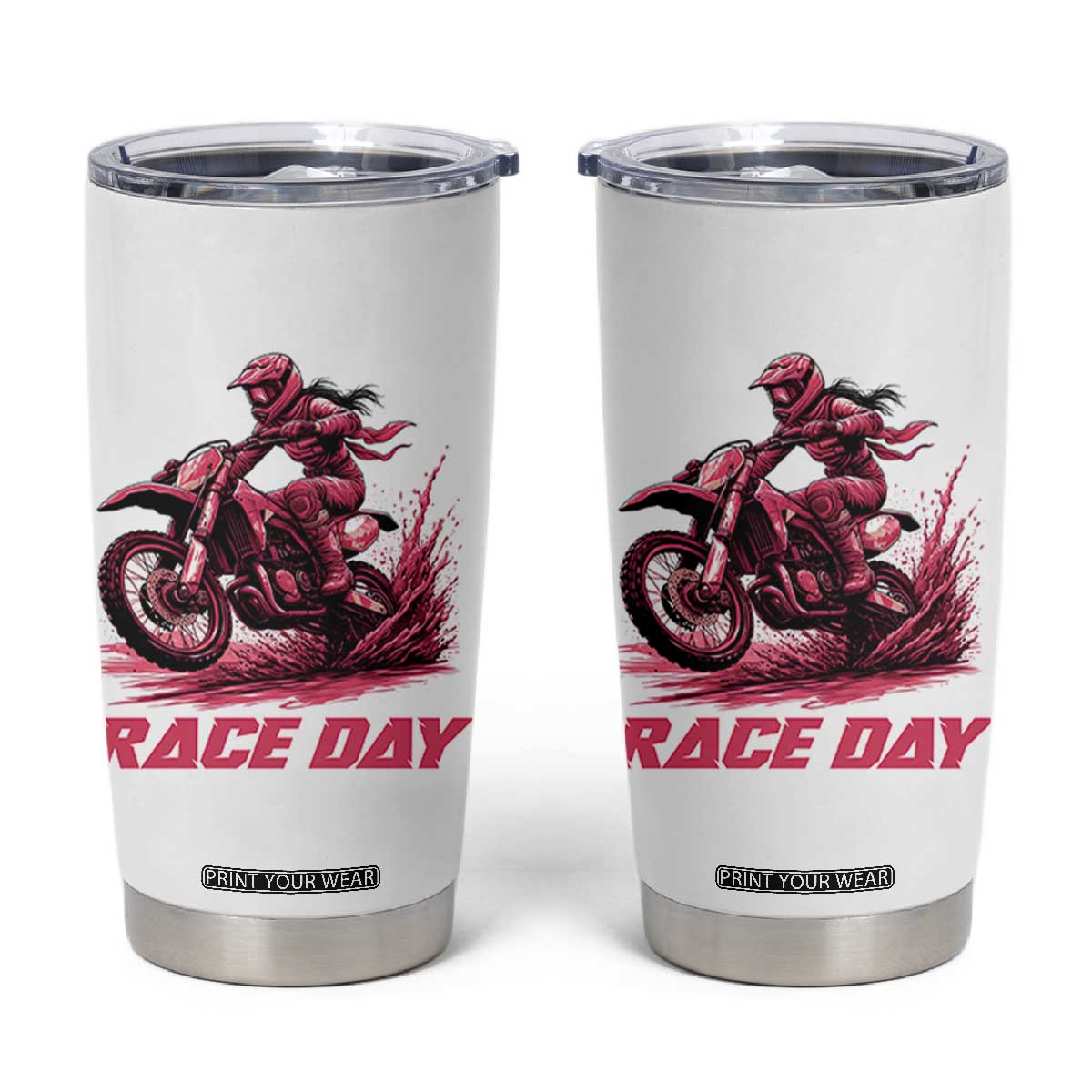 Dirt Bike Girl Tumbler Cup Motocross Racing Women TS14 White Print Your Wear