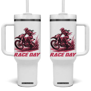 Dirt Bike Girl Tumbler With Handle Motocross Racing Women TS14 One Size: 40 oz White Print Your Wear