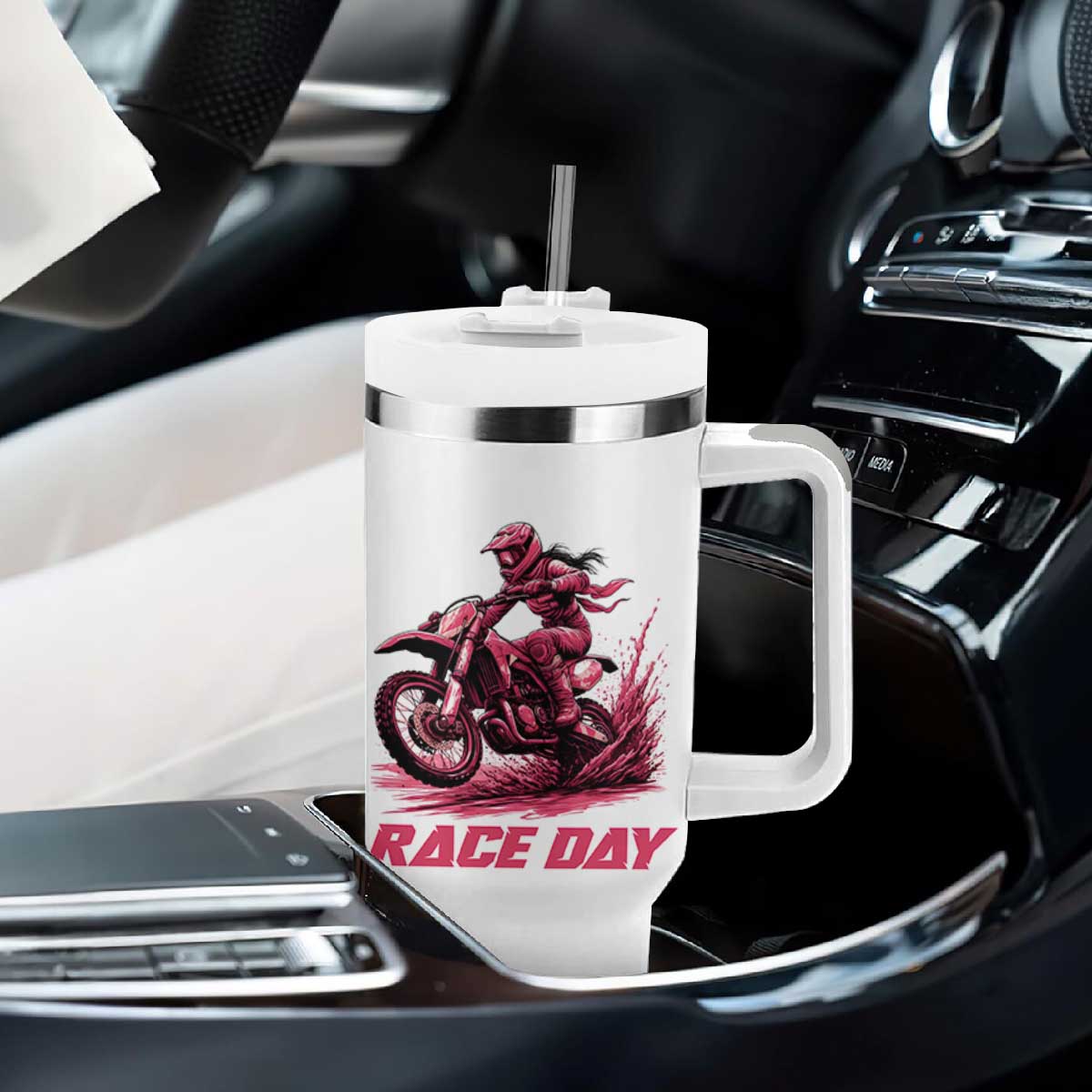 Dirt Bike Girl Tumbler With Handle Motocross Racing Women TS14 Print Your Wear