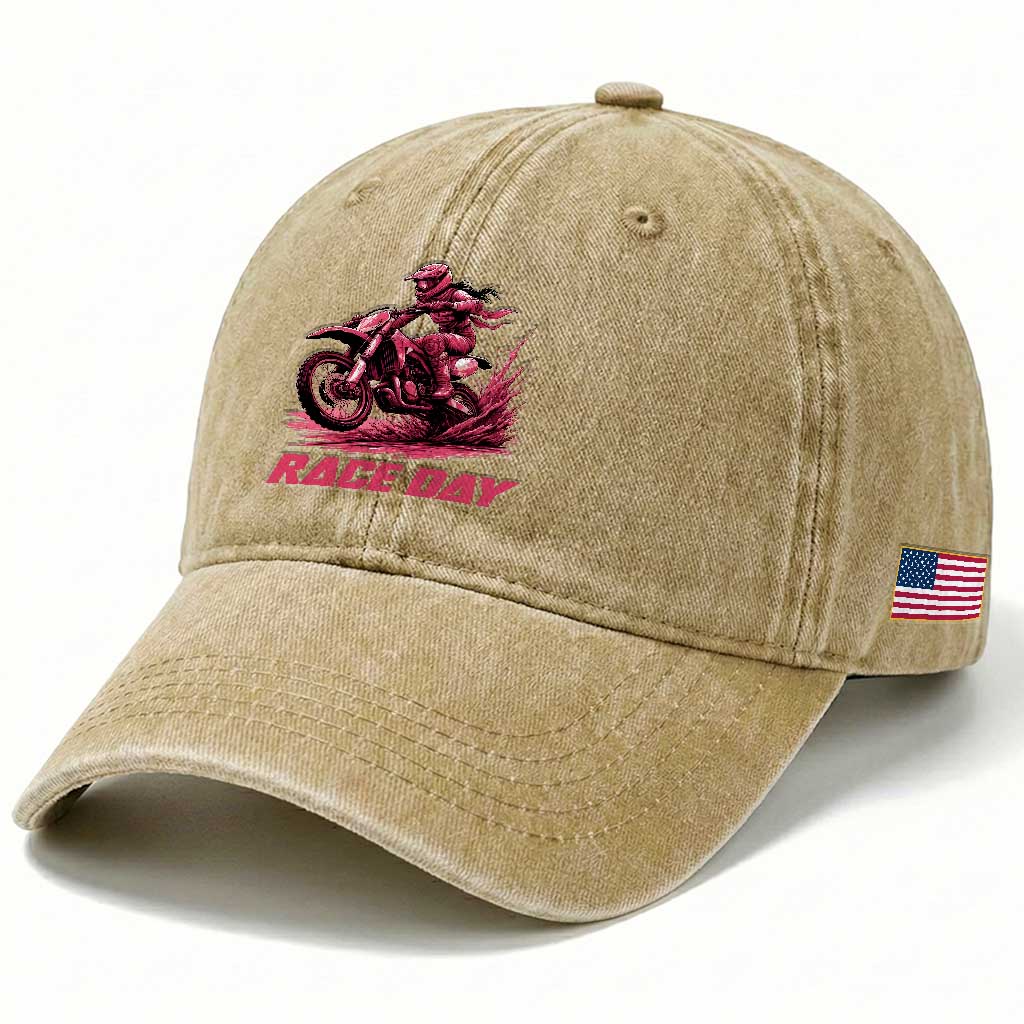 Dirt Bike Girl Washed Cotton Baseball Cap Motocross Racing Women TS14 Print Your Wear
