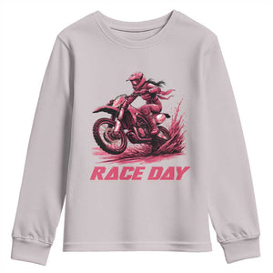 Dirt Bike Girl Youth Sweatshirt Motocross Racing Women TS14 Ice Gray Print Your Wear