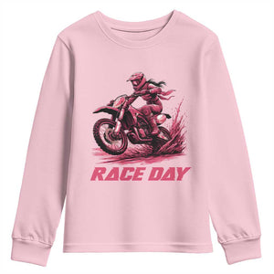 Dirt Bike Girl Youth Sweatshirt Motocross Racing Women TS14 Light Pink Print Your Wear