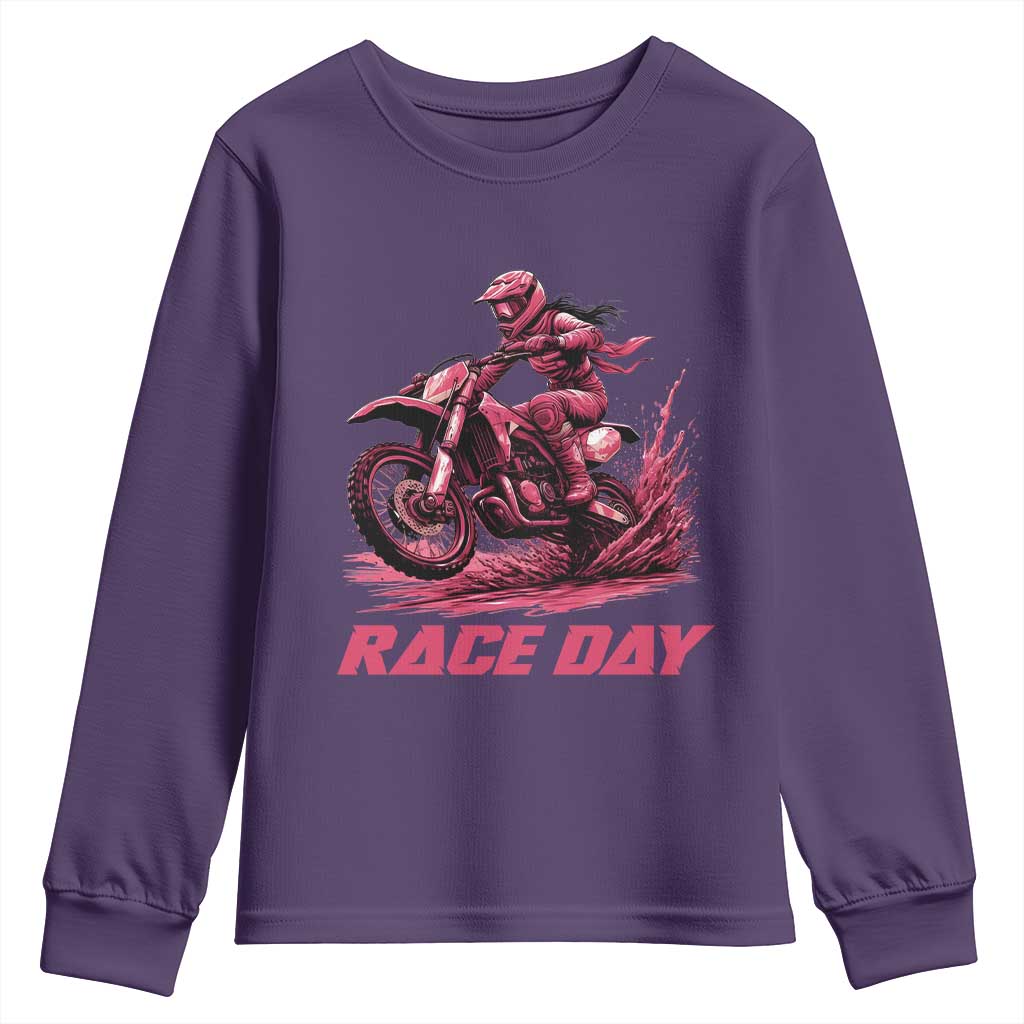 Dirt Bike Girl Youth Sweatshirt Motocross Racing Women TS14 Purple Print Your Wear
