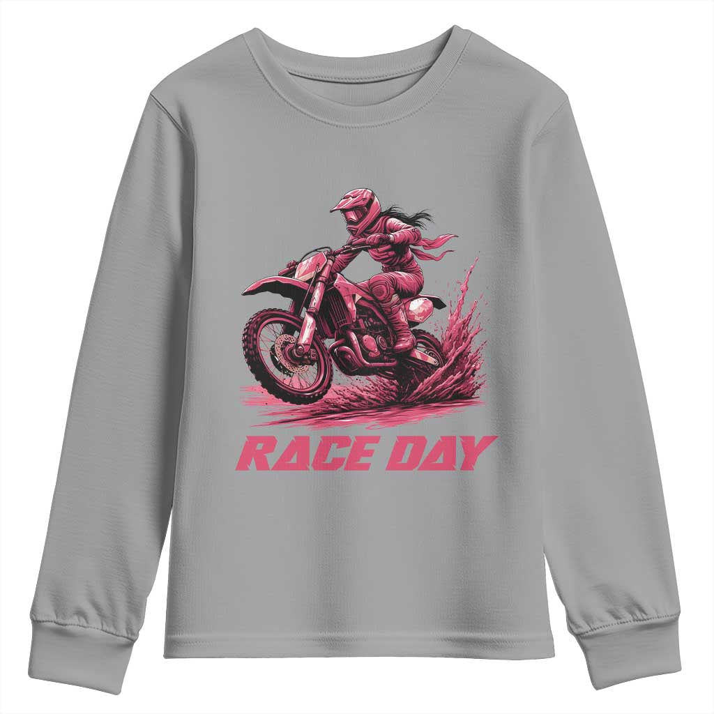 Dirt Bike Girl Youth Sweatshirt Motocross Racing Women TS14 Sport Gray Print Your Wear