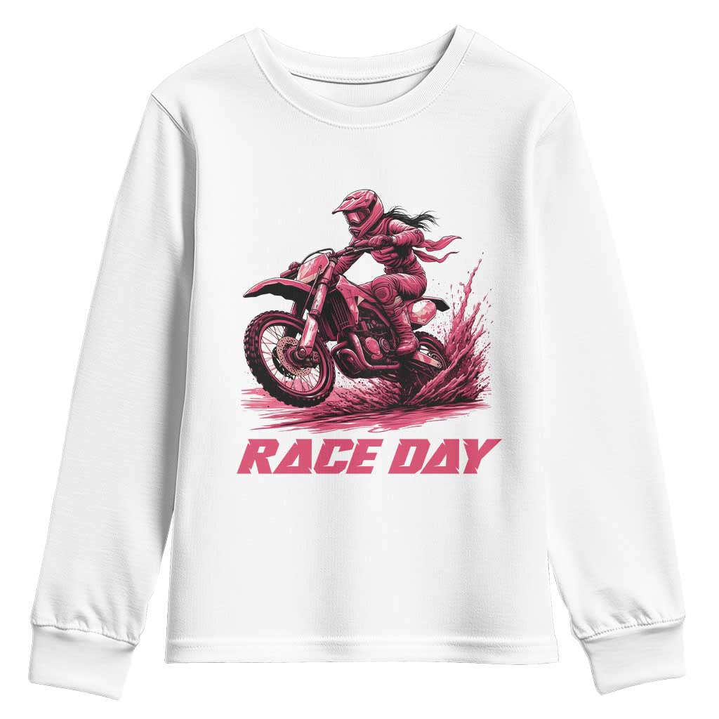 Dirt Bike Girl Youth Sweatshirt Motocross Racing Women TS14 White Print Your Wear